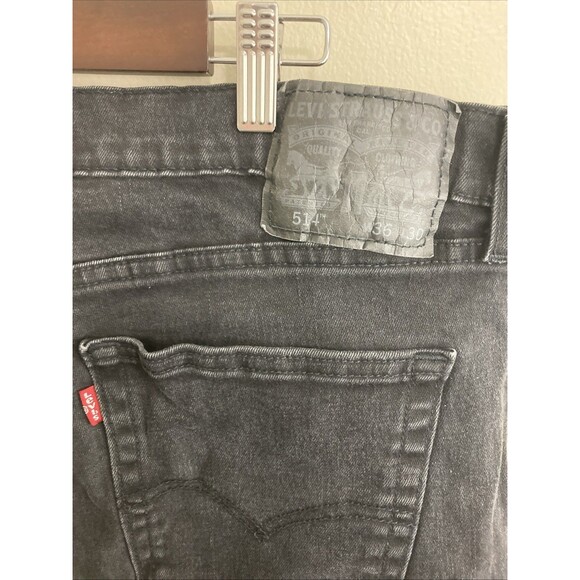 Levi’s 514 36x30 Mens Black Label Jeans Black Denim Straight Fit Pants - Picture 3 of 9